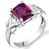 3.00 carats Radiant Cut Ruby Sterling Silver Ring in Sizes 5 to 9 Style SR9628