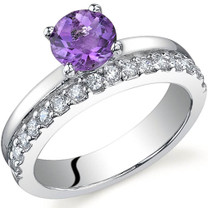 Sleek and Sparkling 0.75 carats Amethyst Sterling Silver Ring in Sizes 5 to 9 Style SR9670