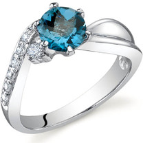 Ethereal Curves 1.00 carats London Blue Topaz Sterling Silver Ring in Sizes 5 to 9 Style SR9688
