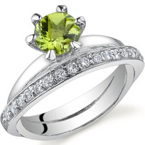 Classy Oblique Double-Band 0.75 carats Peridot Sterling Silver Ring in Sizes 5 to 9 Style SR9698