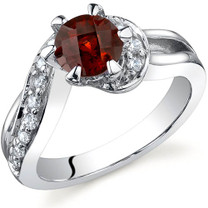 Majestic Wave 1.00 carats Garnet Sterling Silver Ring in Sizes 5 to 9 Style SR9708