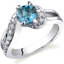 Majestic Wave 1.00 carats London Blue Topaz Sterling Silver Ring in Sizes 5 to 9 Style SR9712