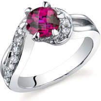 Majestic Wave 1.00 carats Ruby Sterling Silver Ring in Sizes 5 to 9 Style SR9714