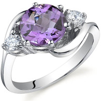 3 Stone Design 1.75 carats Amethyst Sterling Silver Ring in Sizes 5 to 9 Style SR9718