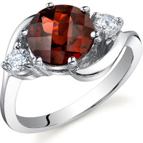 3 Stone Design 2.25 carats Garnet Sterling Silver Ring in Sizes 5 to 9 Style SR9720