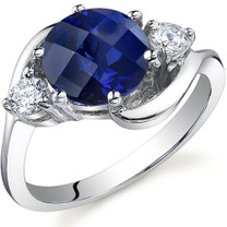 3 Stone Design 2.75 carats Sapphire Sterling Silver Ring in Sizes 5 to 9 Style SR9726