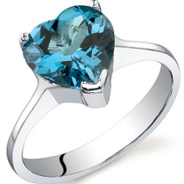 Cupids Heart 2.25 carats London Blue Topaz Sterling Silver Ring in Sizes 5 to 9 Style SR9732