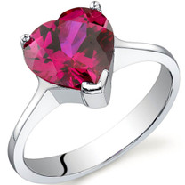 Cupids Heart 1.75 carats Ruby Sterling Silver Ring in Sizes 5 to 9 Style SR9734