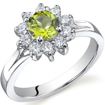 Ornate Floral 0.50 carats Peridot Sterling Silver Ring in Sizes 5 to 9 Style SR9742