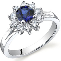 Ornate Floral 0.75 carats Sapphire Sterling Silver Ring in Sizes 5 to 9 Style SR9748