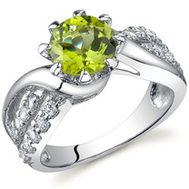 Regal Helix 1.25 carats Peridot Sterling Silver Ring in Sizes 5 to 9 Style SR9778