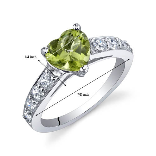 Dazzling Love 1.25 Carats Peridot Sterling Silver Ring in Sizes 5 to 9  Style SR9814