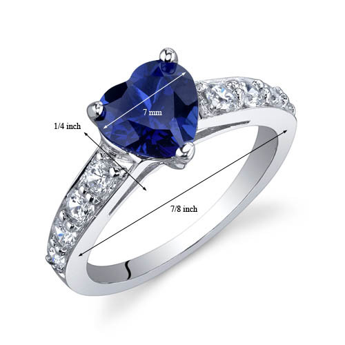 Dazzling Love 1.75 Carats Blue Sapphire Sterling Silver Ring in Sizes 5 to  9 Style SR9824