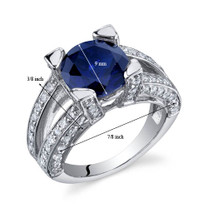 Boldly Glamorous 3.75 Carats Blue Sapphire Sterling Silver Ring in Sizes 5 to 9 Style SR9836