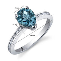 Uniquely Sophisticated 1.25 Carats London Blue Topaz Sterling Silver Ring in Sizes 5 to 9 Style SR9846