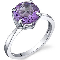 Sublime Solitaire 1.75 Carats Amethyst Sterling Silver Ring in Sizes 5 to 9 Style SR9854