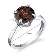 Sublime Solitaire 2.25 Carats Garnet Sterling Silver Ring in Sizes 5 to 9 Style SR9856