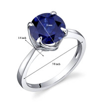 Sublime Solitaire 2.75 Carats Blue Sapphire Sterling Silver Ring in Sizes 5 to 9 Style SR9866