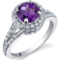 Majestic Sensation 1.25 Carats Amethyst Sterling Silver Ring in Sizes 5 to 9 Style SR9868