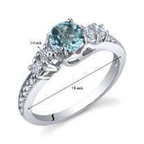 Enchanting 0.50 Carats Swiss Blue Topaz Sterling Silver Ring in Sizes 5 to 9 Style SR9906