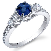 Enchanting 0.75 Carats Blue Sapphire Sterling Silver Ring in Sizes 5 to 9 Style SR9914