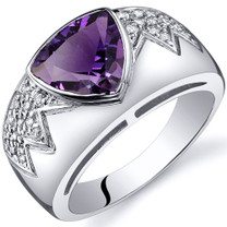 Glam Trillion Cut 1.50 Carats Amethyst Cubic Zirconia Sterling Silver Ring in Size 5 to 9 Style SR9916