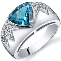 Glam Trillion Cut 2.00 Carats Swiss Blue Topaz Sterling Silver Ring in Size 5 to 9 Style SR9920