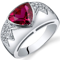 Glam Trillion Cut 2.50 Carats Ruby Cubic Zirconia Sterling Silver Ring in Size 5 to 9 Style SR9924
