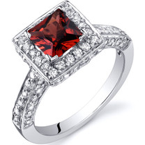 Princess Cut 1.00 Carats Garnet Engagement Sterling Silver Ring in Sizes 5 to 9 Style SR9932
