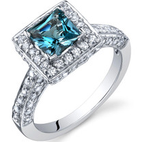 Princess Cut 1.00 Carats London Blue Topaz Engagement Sterling Silver Ring in Size 5 to 9 Style SR9938