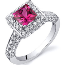 Princess Cut 1.00 Carats Ruby Engagement Sterling Silver Ring in Sizes 5 to 9 Style SR9940