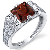 Elegant Opulence 2.00 Carats Garnet Sterling Silver Ring in Sizes 5 to 9 Style SR9964