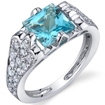 Elegant Opulence 1.75 Carats Swiss Blue Topaz Sterling Silver Ring in Sizes 5 to 9 Style SR9966