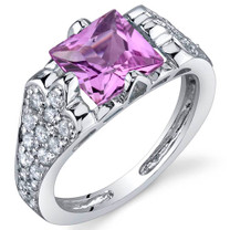 Elegant Opulence 2.00 Carats Pink Sapphire Sterling Silver Ring in Sizes 5 to 9 Style SR9972