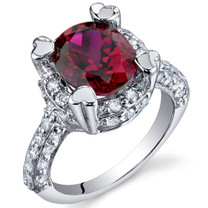 Royal Splendor 3.50 Carats Ruby Sterling Silver Ring in Sizes 5 to 9 Style SR9982