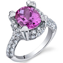 Royal Splendor 3.50 Carats Pink Sapphire Sterling Silver Ring in Sizes 5 to 9 Style SR9984