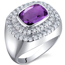 Extravagant Sparkle 1.75 Carats Amethyst Sterling Silver Ring in Sizes 5 to 9 Style SR9988