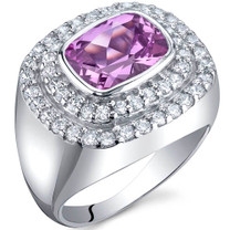 Extravagant Sparkle 2.75 Carats Pink Sapphire Sterling Silver Ring in Sizes 5 to 9 Style SR9998