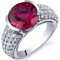 Bezel Set Large 5.00 Carats Ruby Sterling Silver Ring in Sizes 5 to 9 Style SR10008