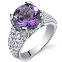Striking Exuberance 3.25 Carats Amethyst Sterling Silver Ring in Sizes 5 to 9 Style SR10014