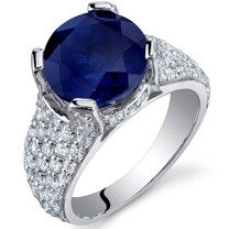 Striking Exuberance 5.25 Carats Blue Sapphire Sterling Silver Ring in Sizes 5 to 9 Style SR10024