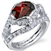 Statuesque 2.25 Carats Garnet Sterling Silver Ring in Sizes 5 to 9 Style SR10060