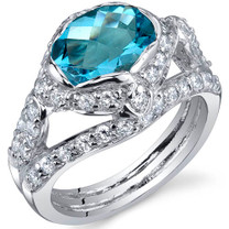 Statuesque 2.00 Carats Swiss Blue Topaz Sterling Silver Ring in Sizes 5 to 9 Style SR10062
