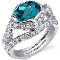 Statuesque 2.00 Carats London Blue Topaz Sterling Silver Ring in Sizes 5 to 9 Style SR10064