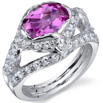 Statuesque 2.50 Carats Pink Sapphire Sterling Silver Ring in Sizes 5 to 9 Style SR10068