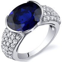 Opulent Sophistication 6.75 Carats Blue Sapphire Sterling Silver Ring in Size 5 to 9 Style SR10078