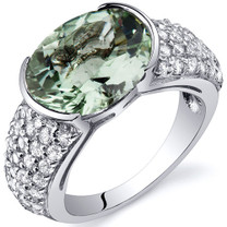 Opulent Sophistication 6.75 Carats Green Amethyst Sterling Silver Ring in Size 5 to 9 Style SR10080