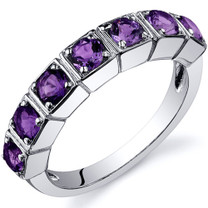 7 Stone 1.75 Carats Amethyst Band Sterling Silver Ring in Sizes 5 to 9 Style SR10084