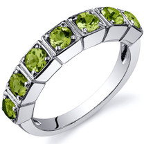 7 Stone 1.75 Carats Peridot Band Sterling Silver Ring in Sizes 5 to 9 Style SR10088