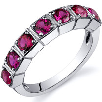 7 Stone 1.75 Carats Ruby Band Sterling Silver Ring in Sizes 5 to 9 Style SR10092